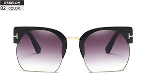 RSSELDN Newest Semi-Rimless Sunglasses Women Brand Designer Clear Lens Sun Glasses For Women Fashion Sunglass Vintage oculos