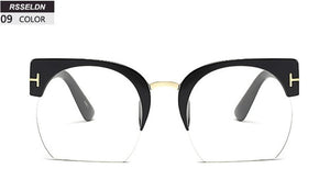 RSSELDN Newest Semi-Rimless Sunglasses Women Brand Designer Clear Lens Sun Glasses For Women Fashion Sunglass Vintage oculos