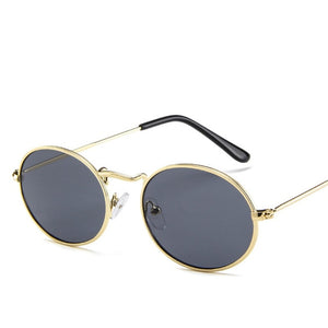 Ladies Classic Pink Reflective Oval Sunglasses Women Men Retro Metal Frame Wrap Coating Mirror Sun Glasses for Female